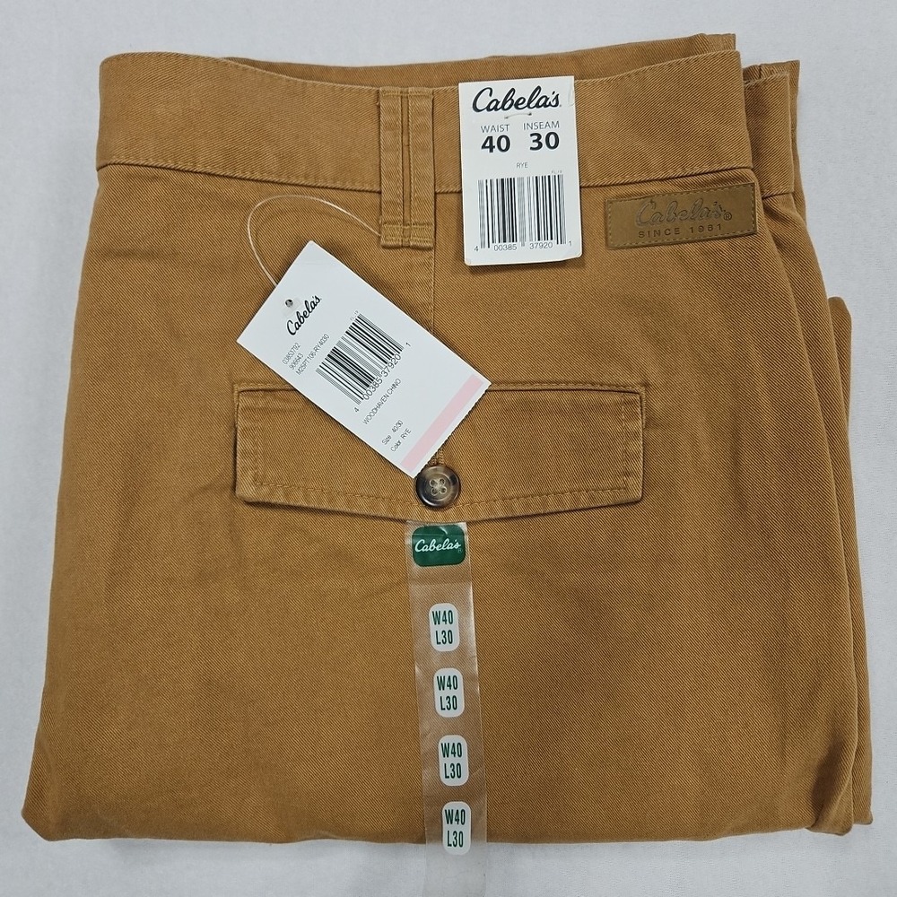 Cabelas Woodhaven Chino Pants Mens 40X30 Rye Brown Pockets Cotton‎ Canvas